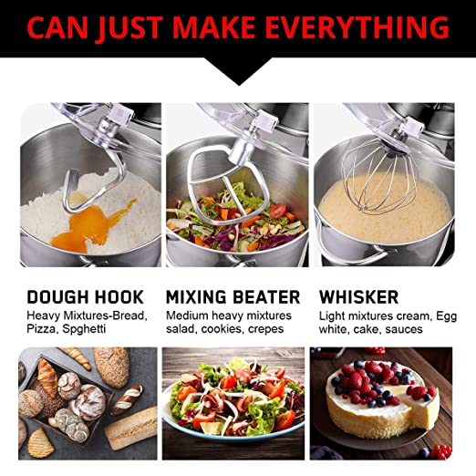 INALSA Stand Mixer Professional Mix Master- Heavy Duty 1200 Watt Pure Copper Motor| 5.5L SS Bowl| Metal Gears for Extra Stability| Includes Whisking Cone, Mixing Beater & Dough Hook, (Red) INALSA Stand Mixer Professional Mix Master- Heavy Duty 1200 Watt Pure Copper Motor| 5.5L SS Bowl| Metal Gears for Extra Stability| Includes Whisking Cone, Mixing Beater & Dough Hook, (Red)